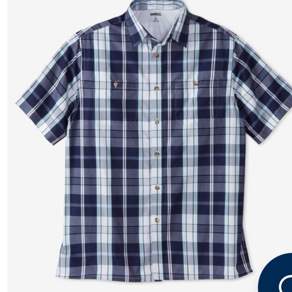 King size Short-Sleeve Plaid Sport Shirt size 9xLarge